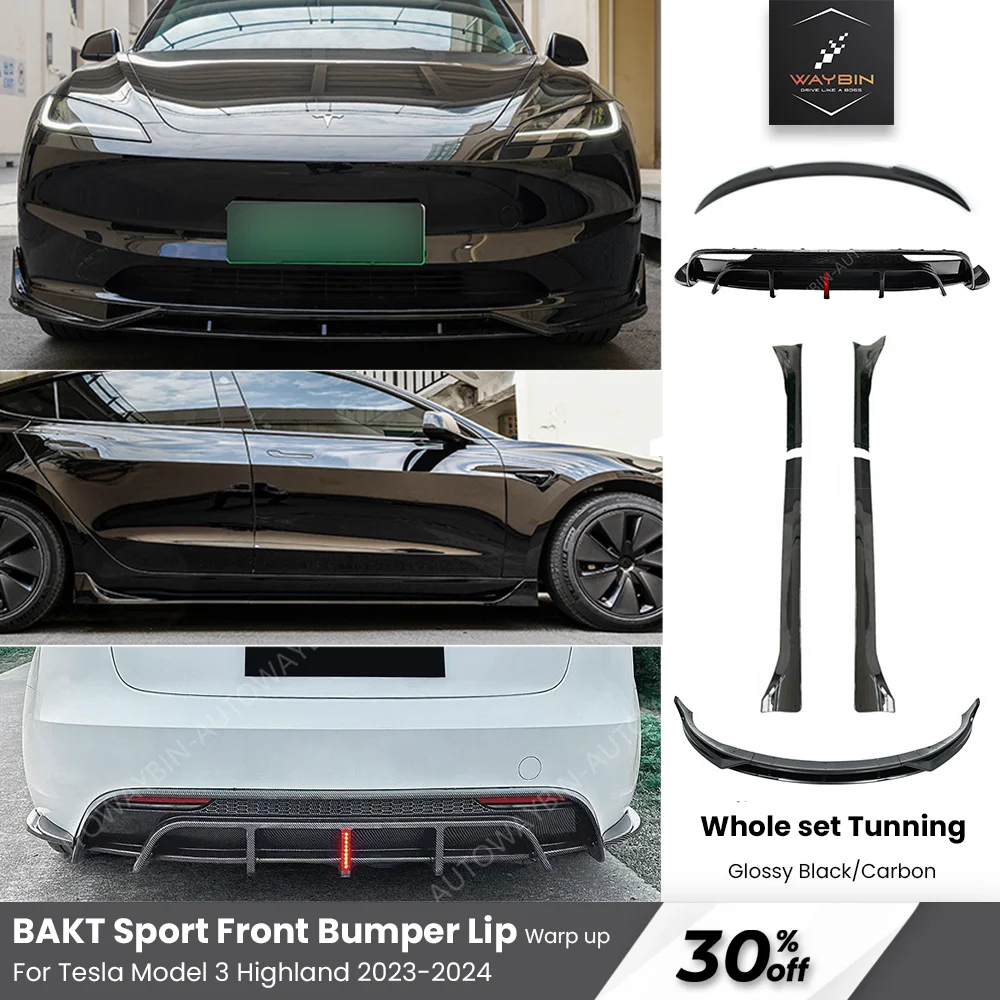 

BAKT Body Kits For Tesla 3 Highland 2024 Glossy Bumper Lip Rear Diffuser Spoiler Tuning Accessories For Tesla Model 3 Refesh