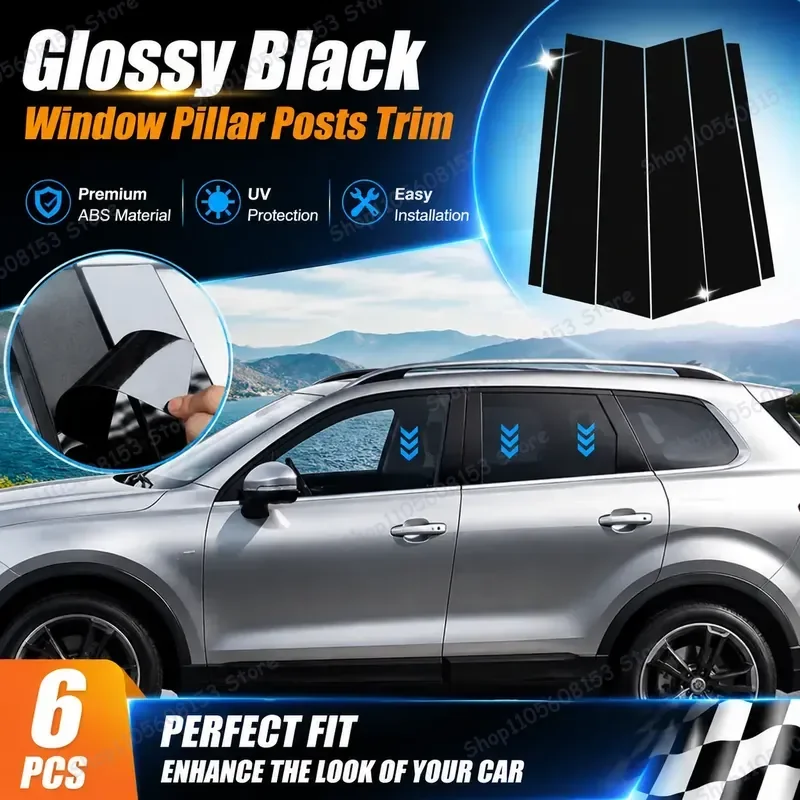 For Mercedes-Benz M-Class W164 W163 Door Window Trim Sticker Black Glossy Middle Pillar Decorative Vinyl Wrap for ML320 ML450