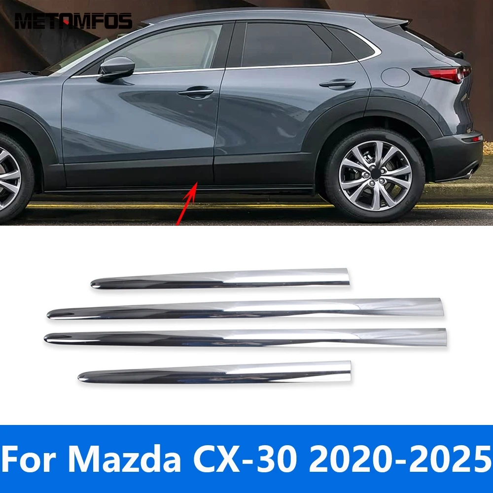 

Accessories For Mazda CX-30 CX30 2020-2023 2024 2025 Chrome Door Side Line Strip Body Skirt Molding Trim Sticker Car Styling