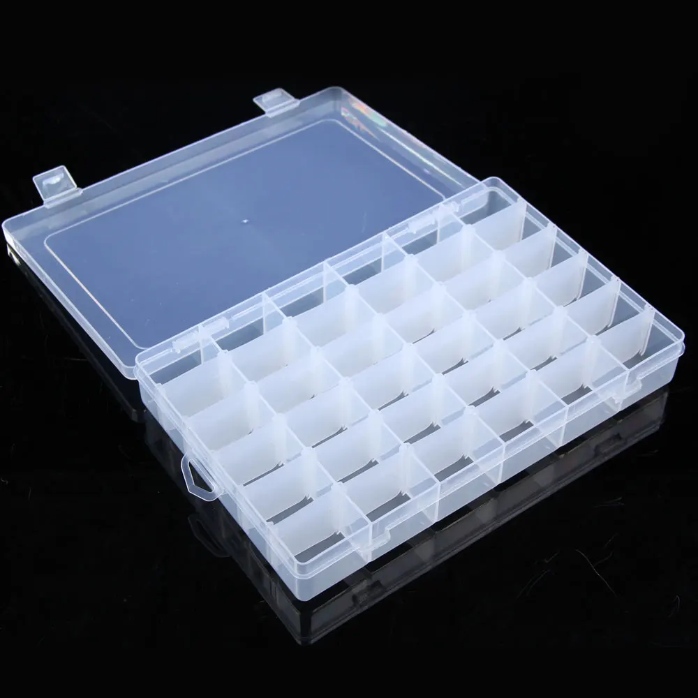 

36 Grid Transparent Plastic Box Embroidery Floss Bobbins Storage Box DIY Nail Art Compartment Storage Organizer Sewing Accessory