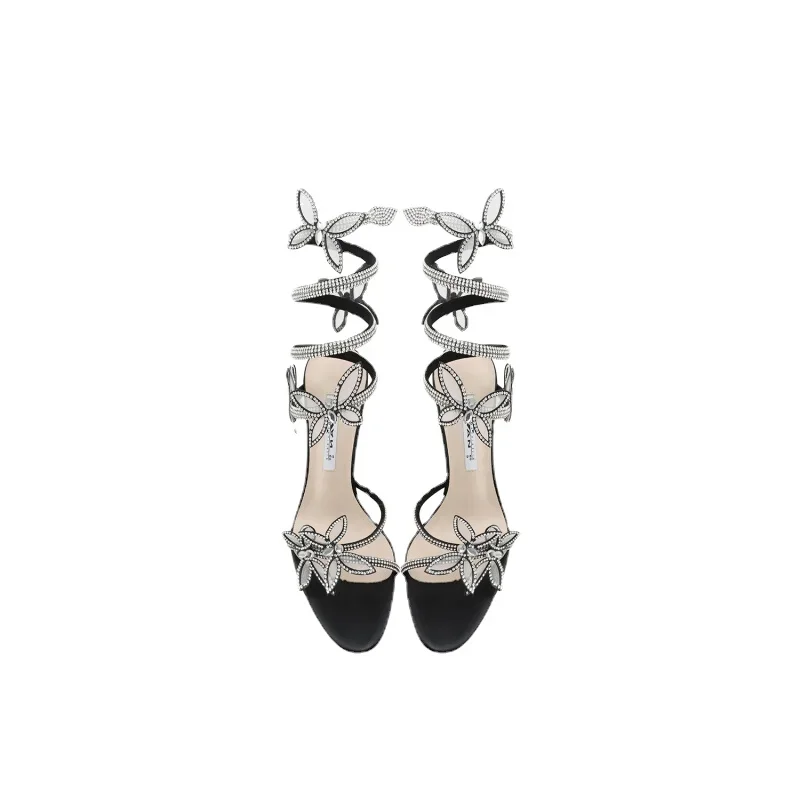 

2024 Summer New Women's High-heeled Strap Sandals With Water Diamond