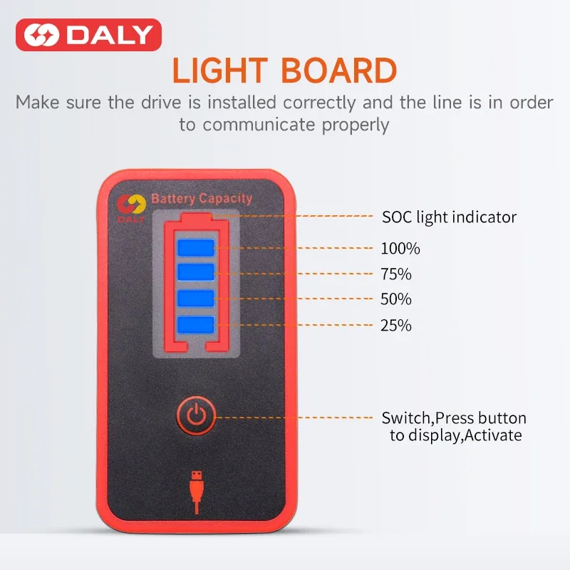 Daly papan komunikasi Inverter layar sentuh, Aksesori Cerdas BMS lifepo4 Li-ion 4s 8s 16s layar sentuh LCD UART kabel papan cahaya Inverter