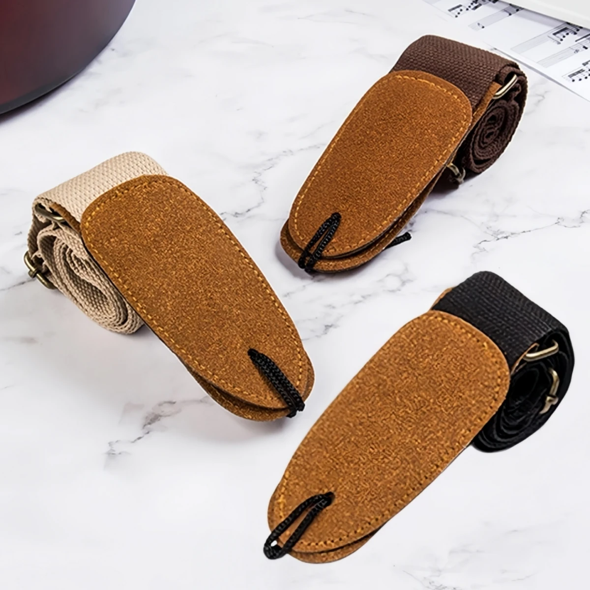 Miwayer Premium Leather Cotton Guitar Strap, Comfortable Shoulder Strap for Folk Electric Classical Guitar, Guitar Accessories