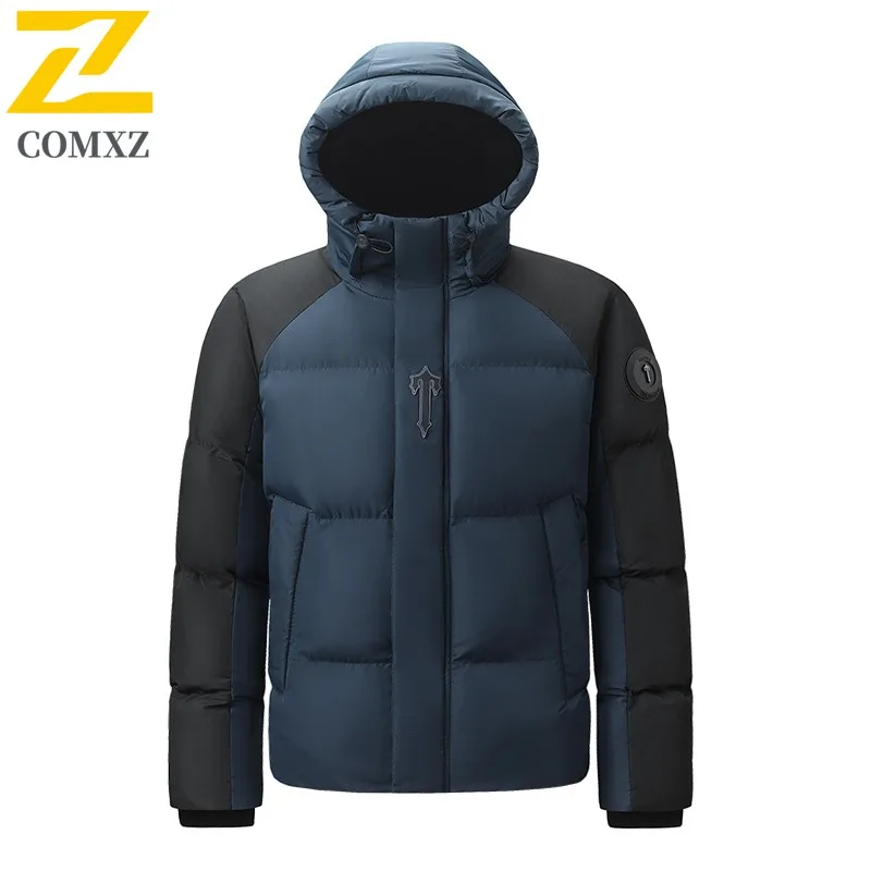 

COMXZ 2025 Autumn Winter New Men Hooded Camping Hiking Travel Cotton-Padded Jacket Warmth keeping Outdoor Leisure Cotton Coat