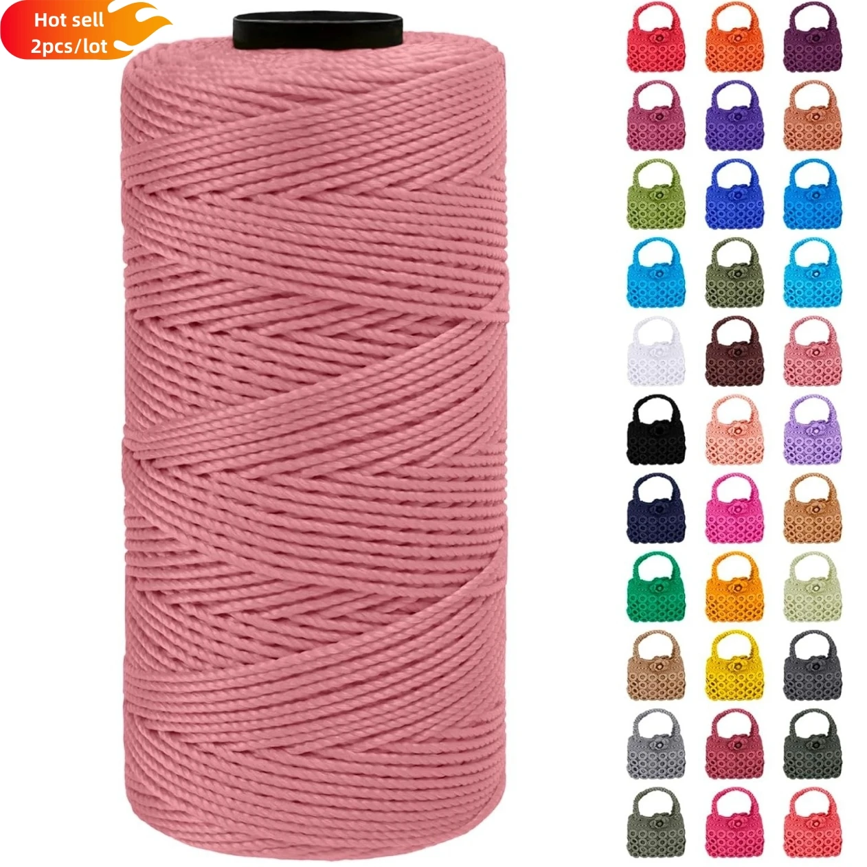 

2 шт. 1,5 мм 200 м цветной полипропиленовый шнур пряжи для вязания крючком художественный шнур пряжа вязальный шнур поделки DTY для сумок крючком кошельки куклы