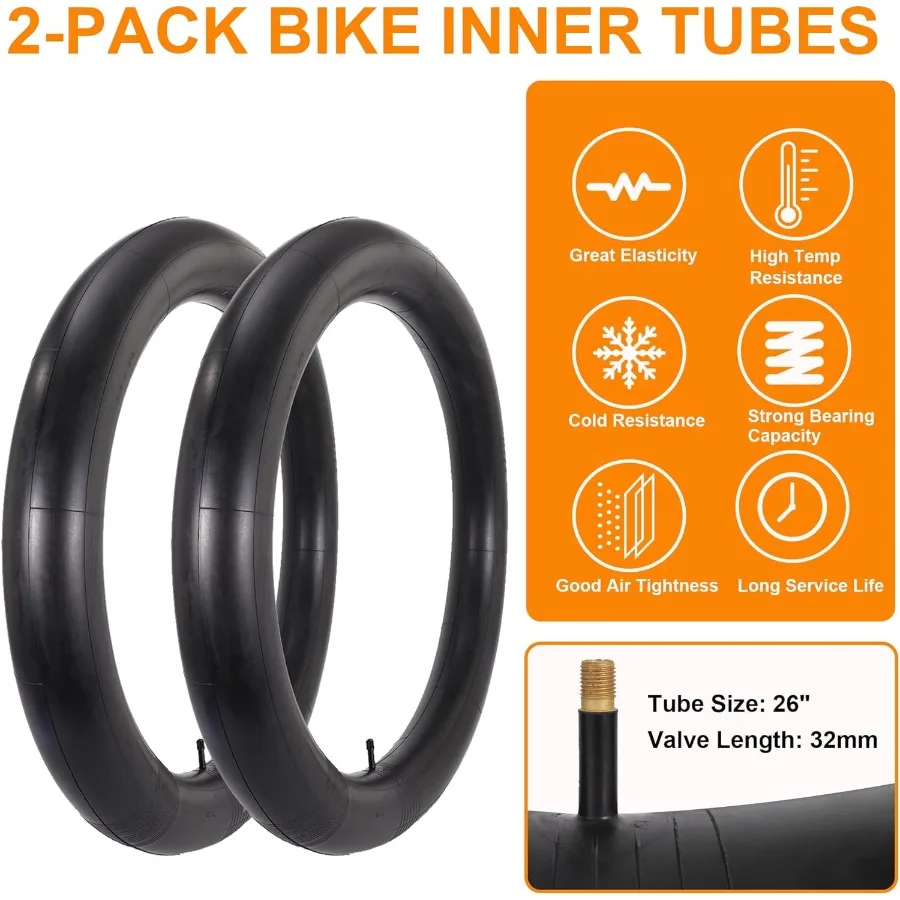 2-Pack 26x4.0 إطار دراجة سمين 26 بوصة مجموعة إطارات الدراجة الجبلية مع تصميم قابل للطي لركوب الطرق الوعرة والدراجات الكهربائية في