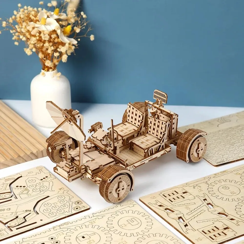 Rompecabezas 3D de Madera para Adultos, Modelo de Vehículo Lunar, Kit de Construcción Mecánica, Manualidades, Regalo DIY