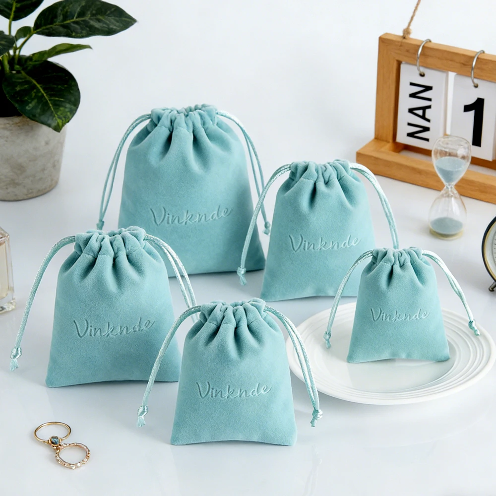 

50 упаковок, синяя бархатная сумка с логотипом, упаковка для ювелирных изделий, бархатные мешочки на шнурке, подарок, свадебный сувенир, змея, рождественское хранилище