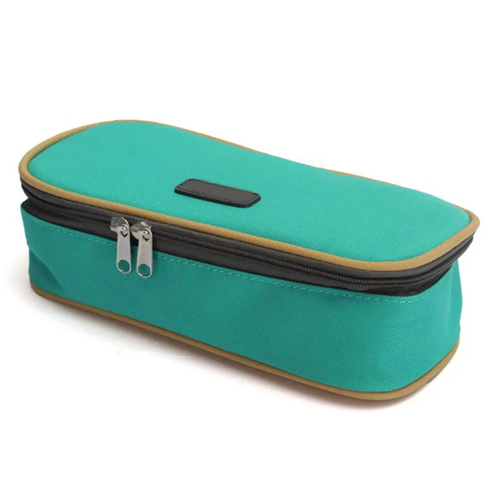 여행용 더블 지퍼 캔버스 파우치, 대용량, 간단한 다기능, 어린이 성인 필통, 학교 사무실 학생