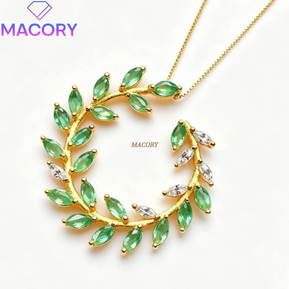 S925 sterling silver natural emerald pendant necklace with a circular design everyday wear and vacation trips Valentine's gift