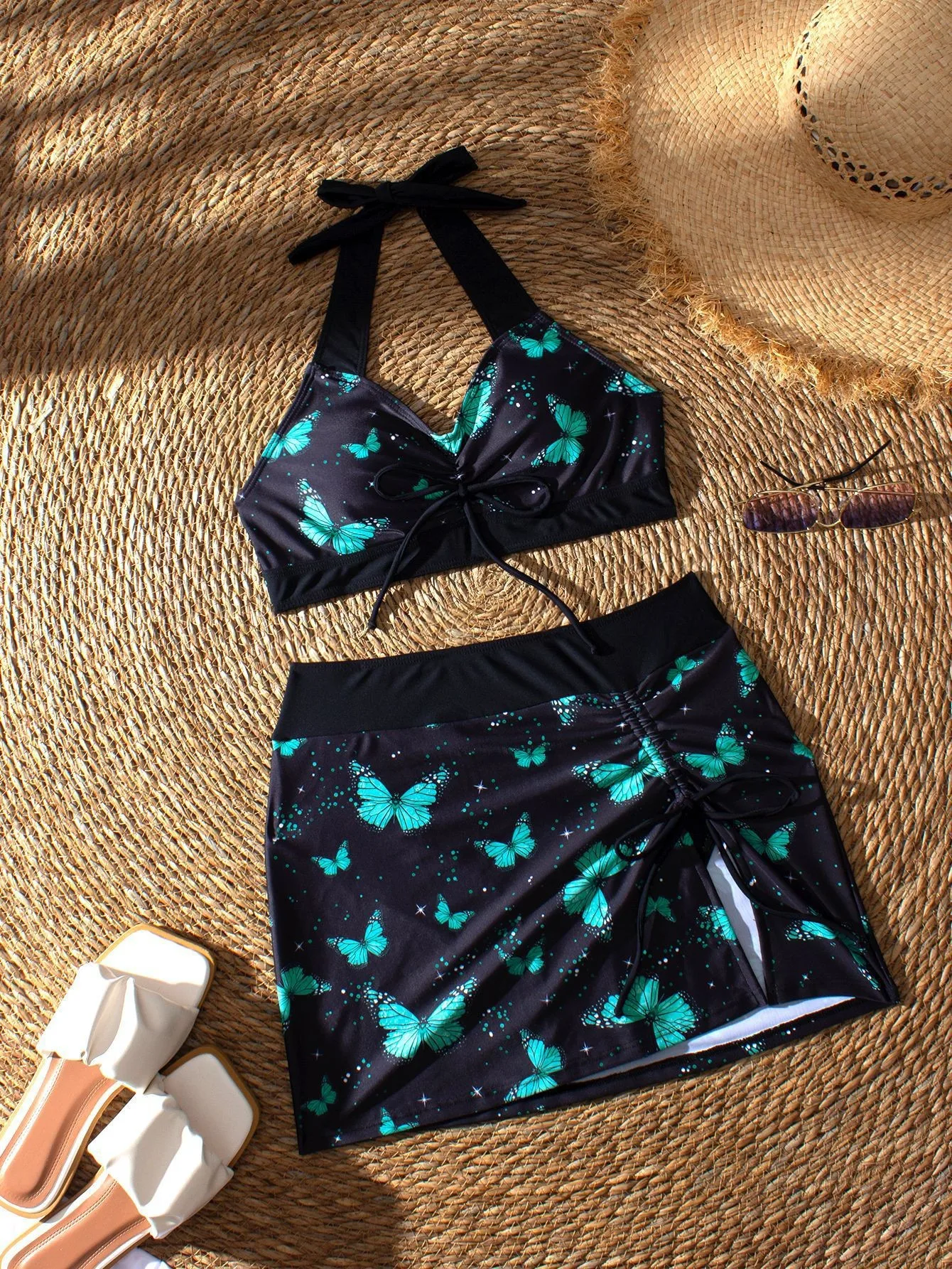 Maillot de bain deux pièces pour femmes, ensemble Tankini à fleurs modeste, jupe de bain taille haute et Cover-Up, Sexy, vêtements de plage, 2025