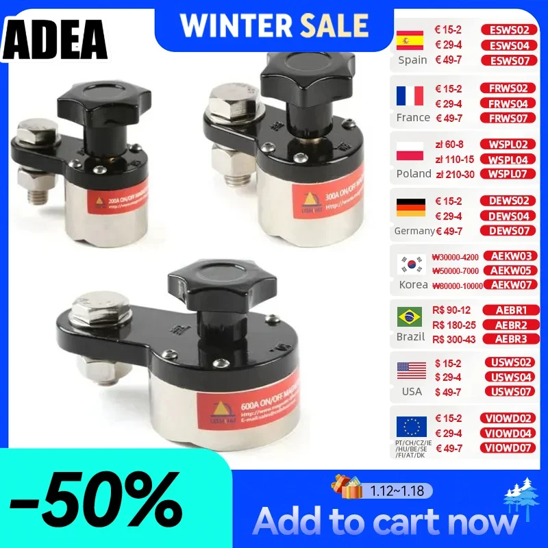 

ADEA Allsome On/off Magnetic Welding Ground Clamp Rare Earth Switchable Magnet Welding Holder 200a/300a/600a