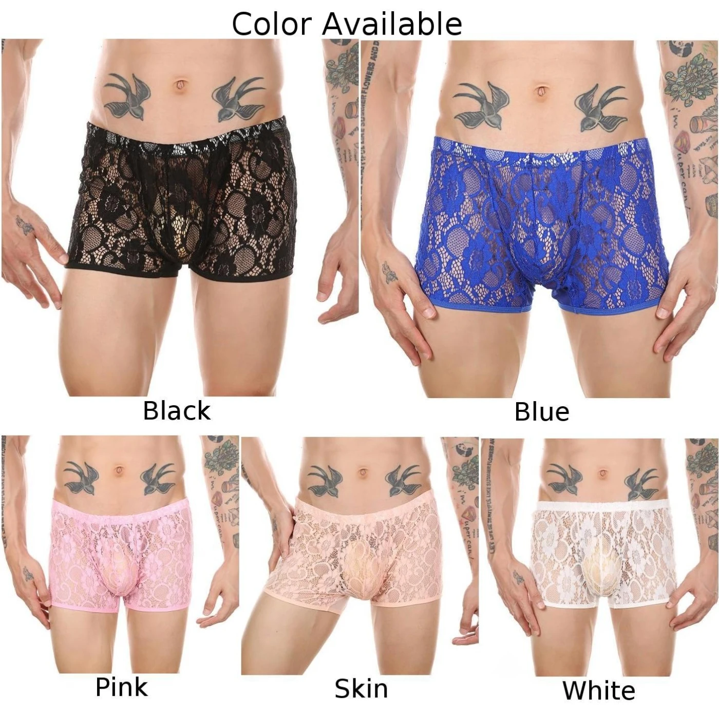 Sheer Mesh Boxer Briefs for Men Sexy See through Underwear Panties Nylon Material Black/White/Red/Blue/Skin Color