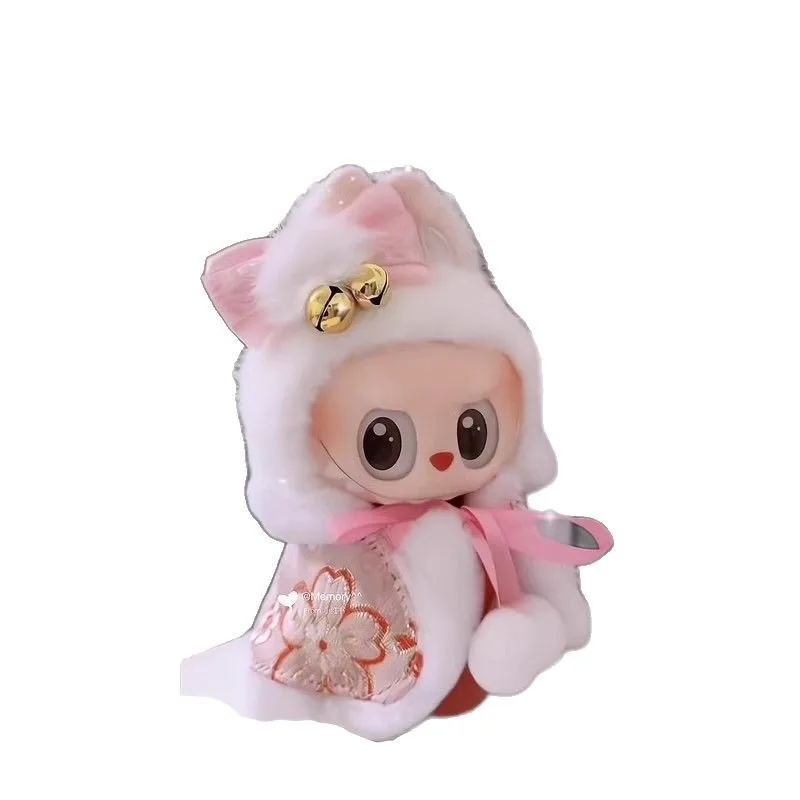 첫 번째 2 세대 17cm 블라인드 박스 Labubu 펜던트 Labubu 골동품 레드 새해 가운 의류 케이프 아기 옷