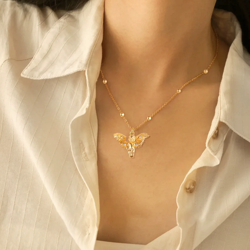 

S925 sterling silver women's necklace gold-plated zircon Cupid European and American popular fashion jewelry party accessories