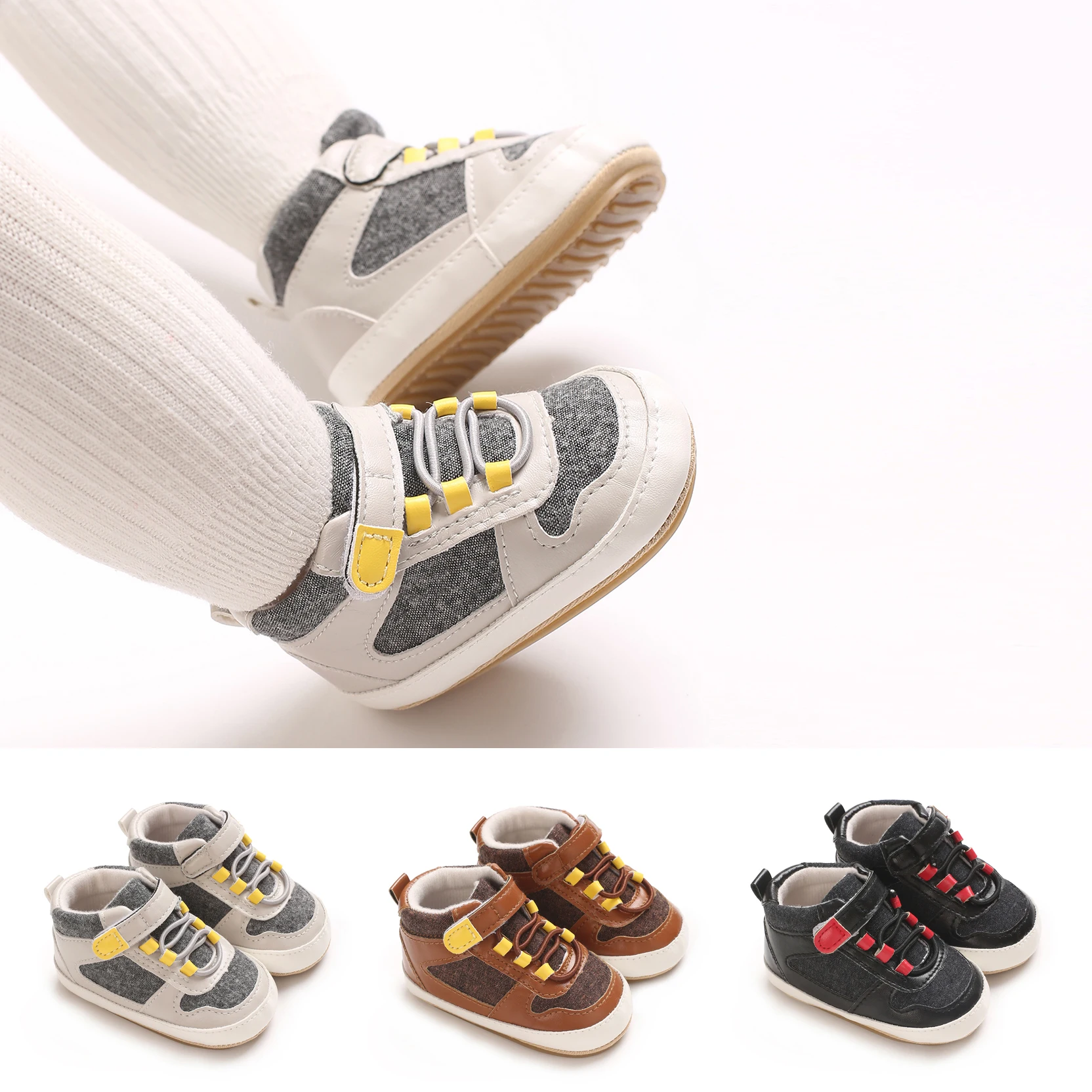 New Comfortable Bed Shoes For Newborns With Fashionable Splicing Design Baby Sports Shoes