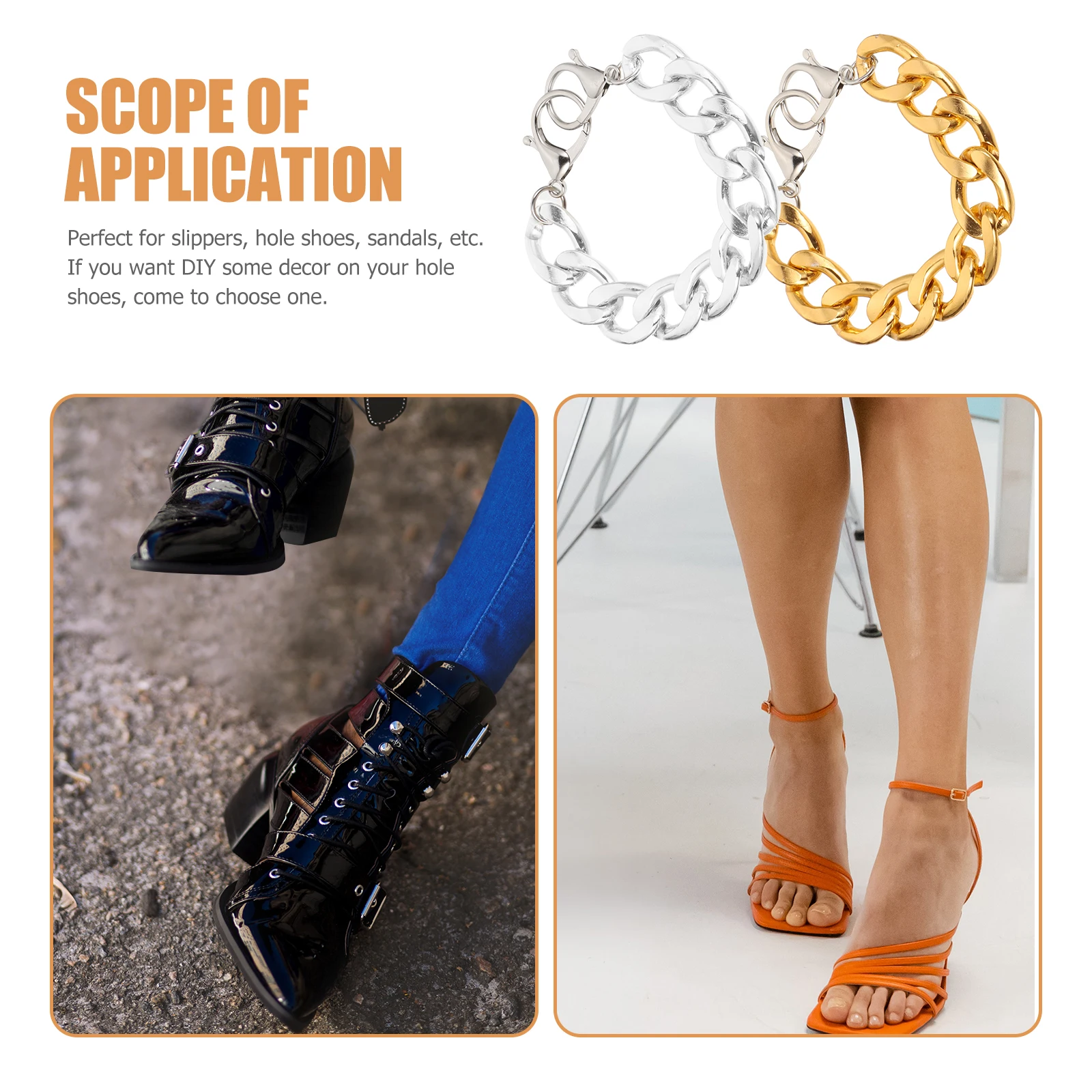 

2pcs Shoe Chain Aluminum Rhinestones Decoration Accessories for Men Shoes DIY Charms Punk Metal Shoelace Shoe Rack