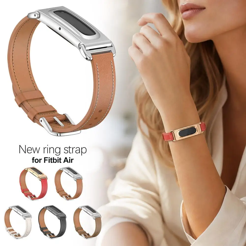 Replacement Band For Fitbit Air With Metal Protective Frame Soft Microfiber Leather Breathable Strap Wristband For Daily Wear
