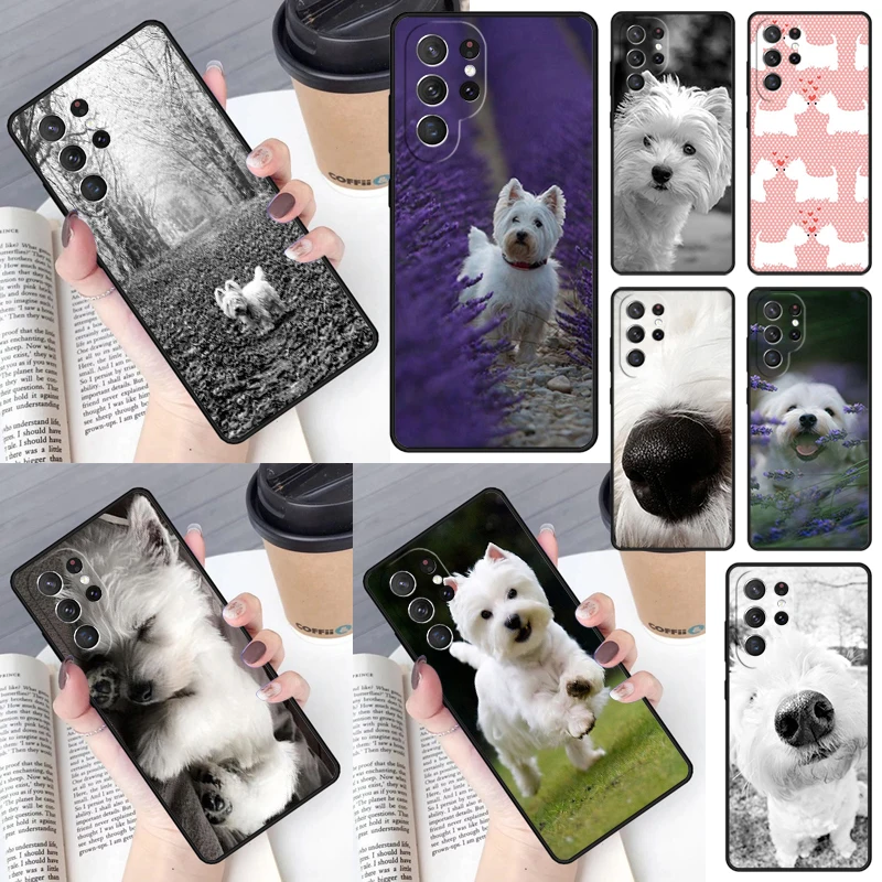 Westie Dog Small White Cover For Samsung Galaxy S23 Ultra S22 S20 S21 FE S8 S9 S10 Plus Note 10 20 Ultra phone Case