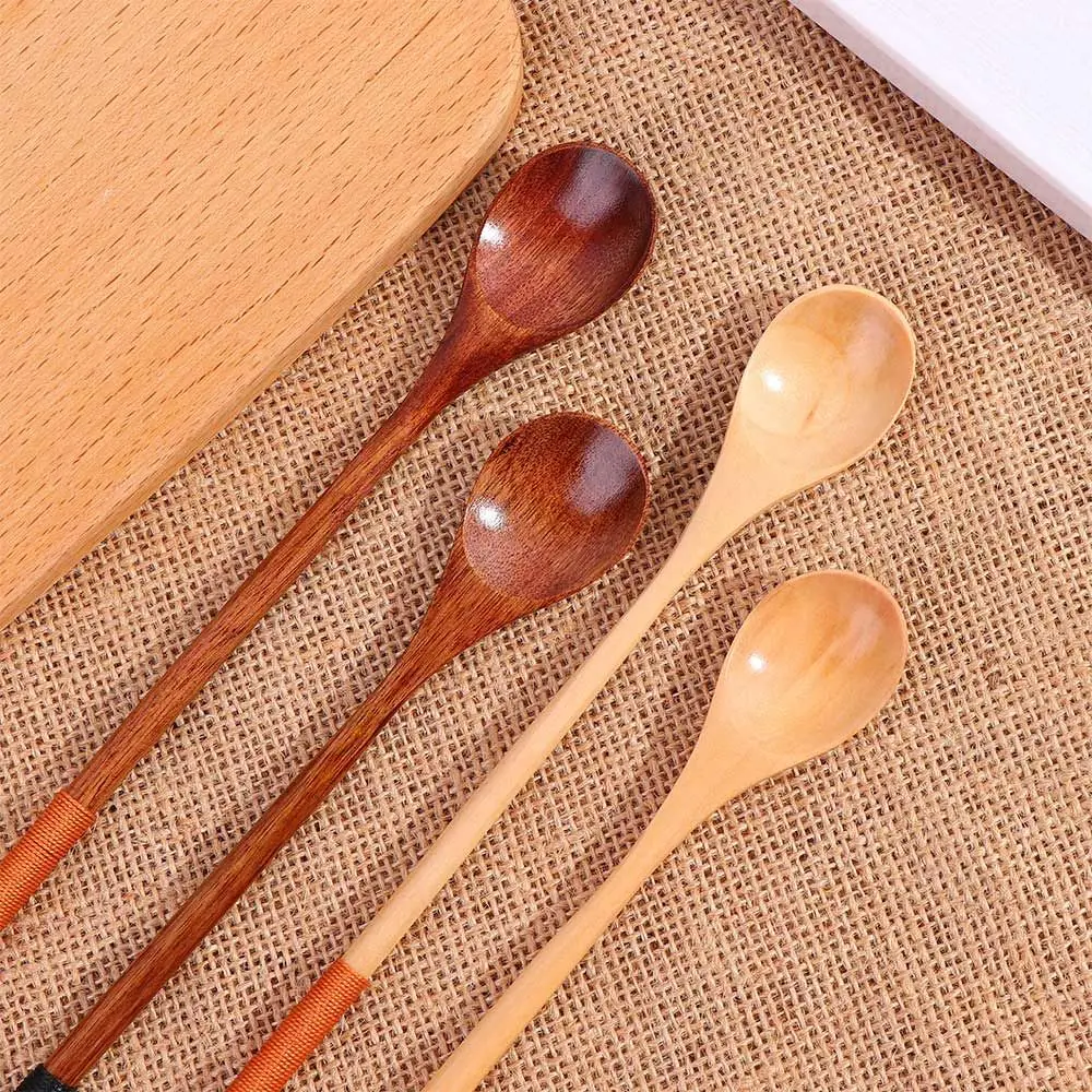 Cooking Dessert Long Handle Kitchen Teaspoon Flatware Wooden Spoon Coffee Spoon Soup Spoon Spoons