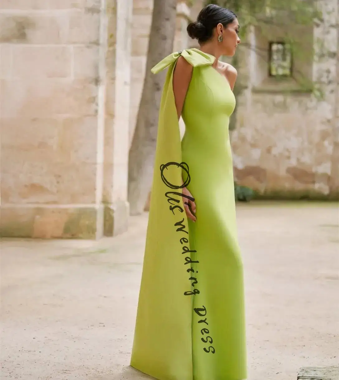 

Длинные шифоновые вечерние платья по индивидуальному заказу с цветком Русалка на одно плечо, плиссированное платье со шлейфом Ватто, свадебное платье для гостей для женщин