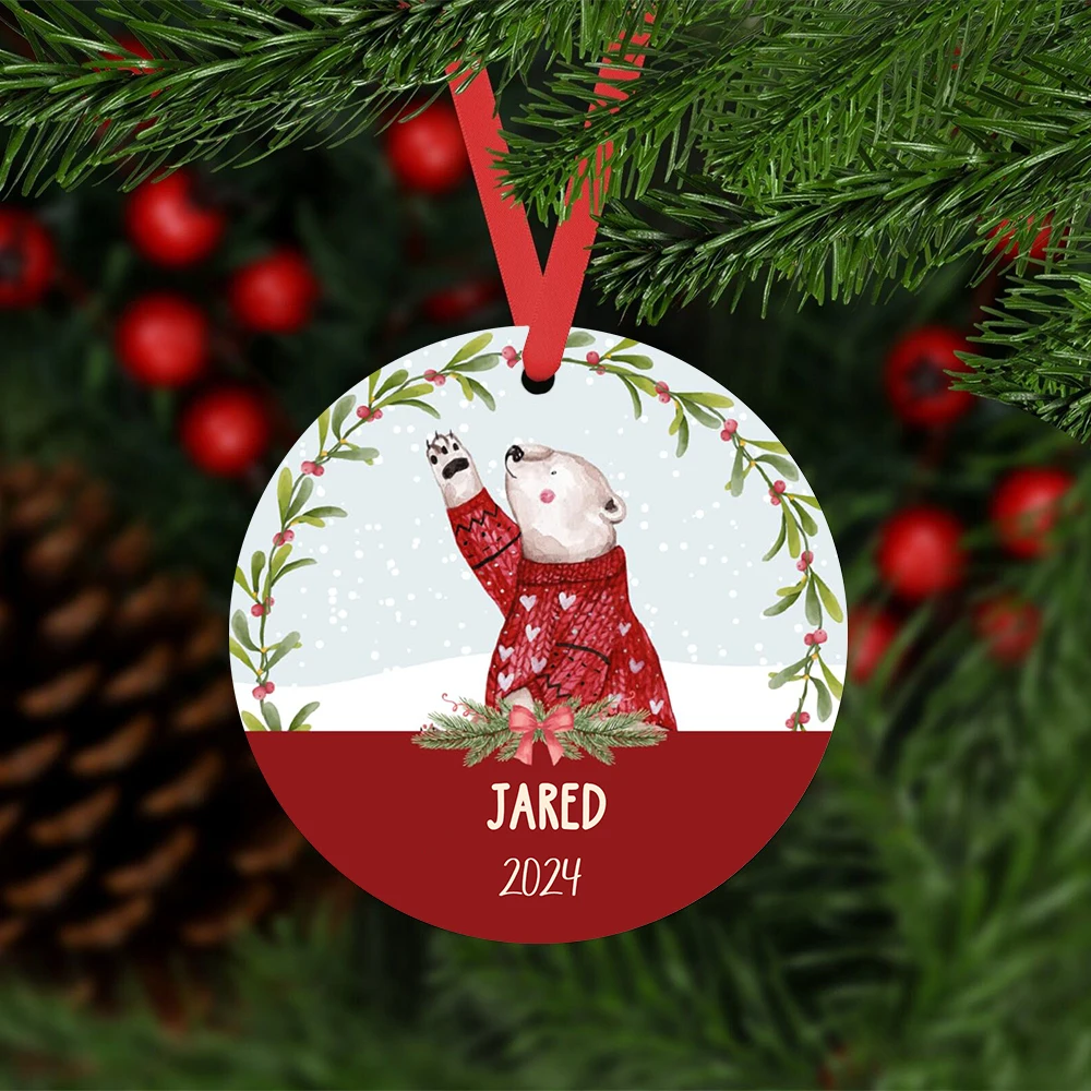 Personalized Christmas Ornaments for Kids Name & Date Customized Christmas Hanging Ornament Gifts for Kids 2024 Xmas Ornament