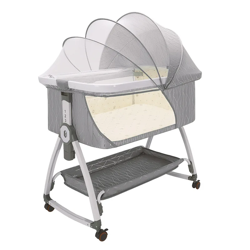 CPull-lit pliant portable multifonctionnel en alliage d'aluminium pour enfant, berceau pour nouveau-né, lit Queen épissé, 0-36 mois