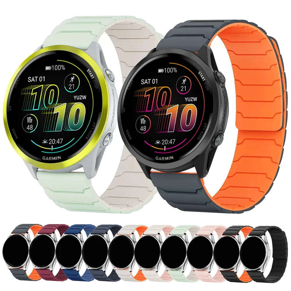حزام حلقة مغناطيسي للغارمين Forerunner 570 265 55 255 245 Music/vívoactive 6 5/Venu 3 2Plus Band سيليكون 20 مللي متر 22 مللي متر حزام الساعات