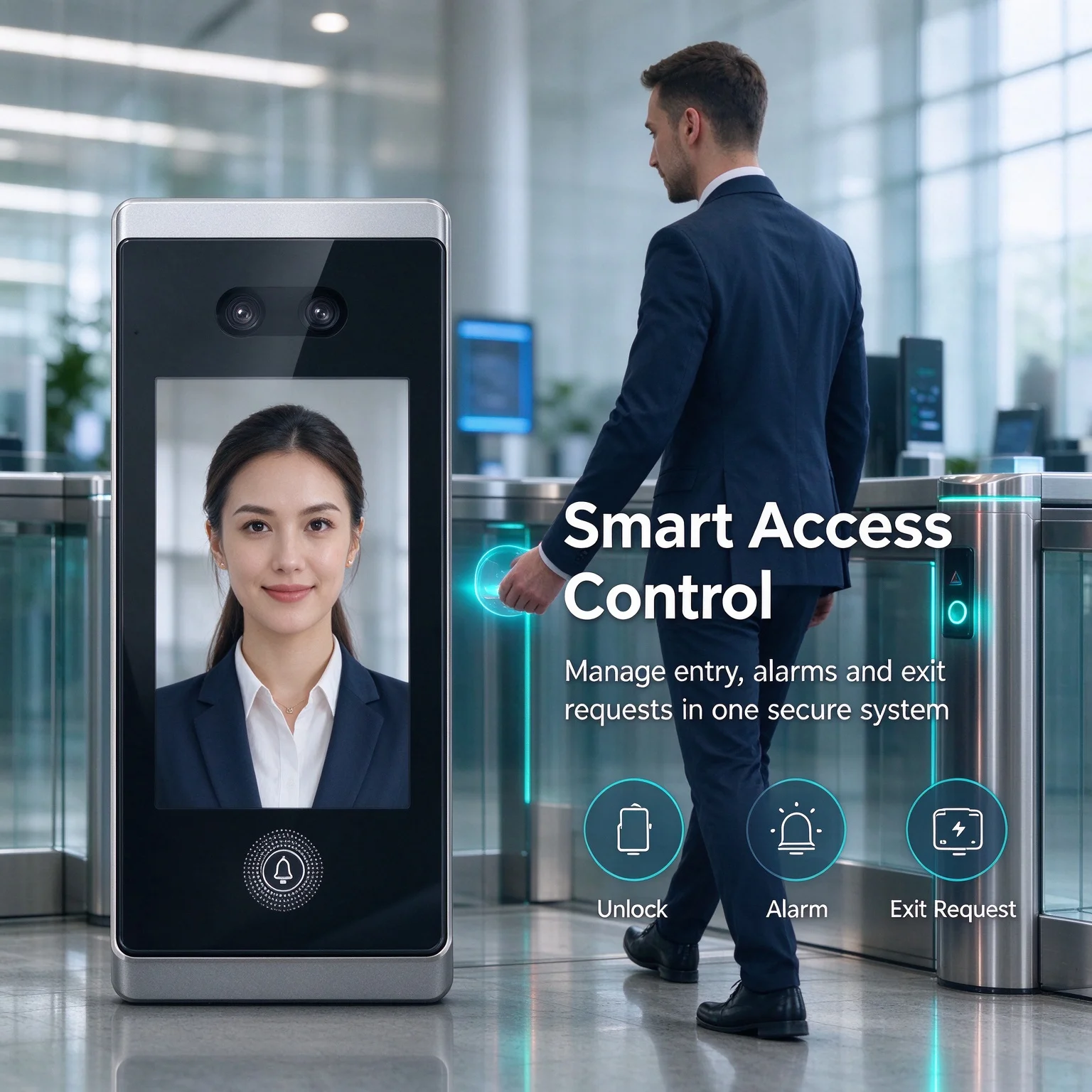 ZKTeco Face Palm Access Control Attendance Anti Spoof Mask 4 Inch HD Screen for Office Easy Install Time Clock for Factory Shop