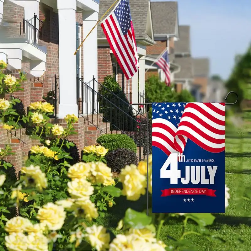 American Garden Flag Linen 4th Of July House Flag Dual-sided Pattern Patriotic Outside Garden Flag Celebrating Independence Day