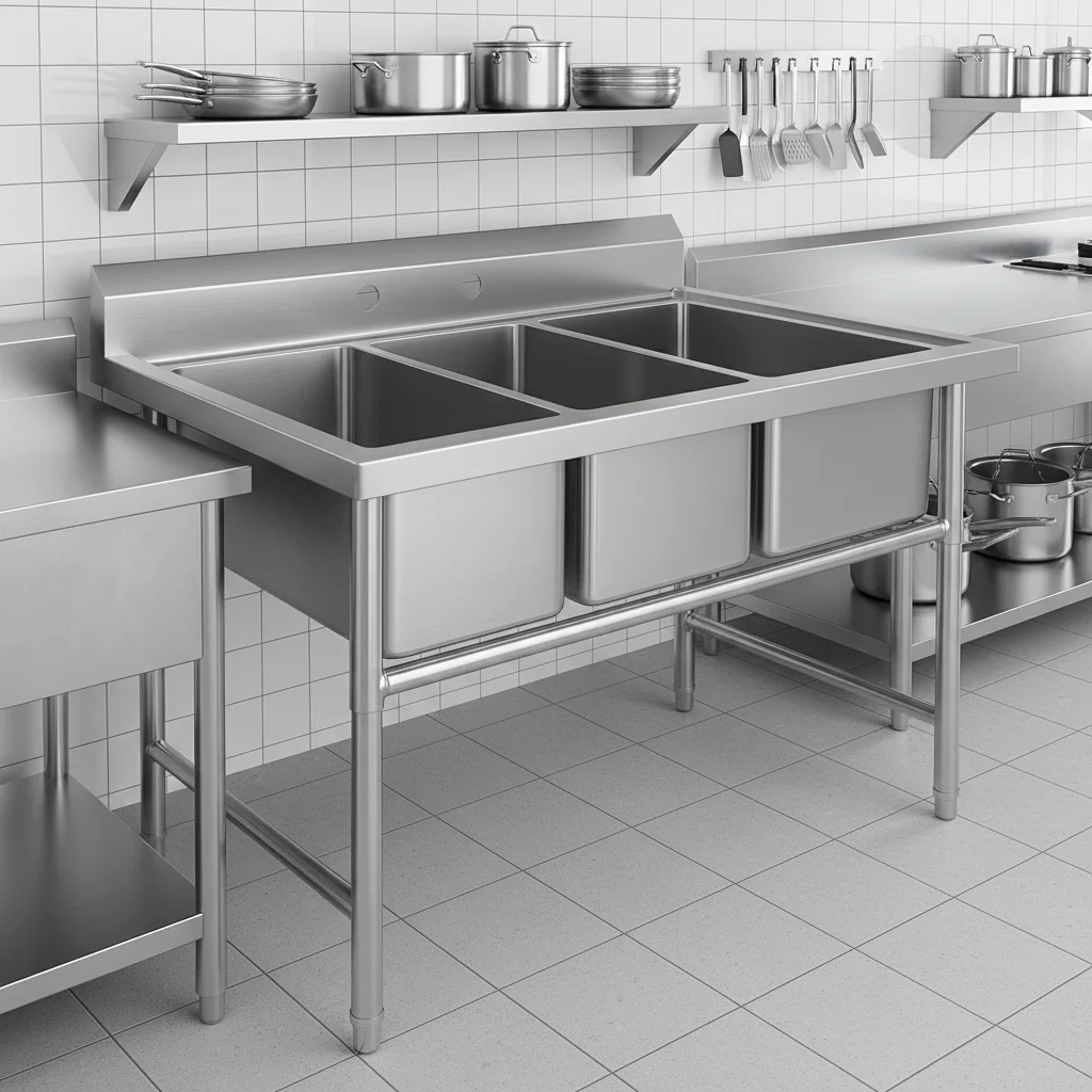 Chinese Manufacturer Commercial Kitchen 304 316 Professional Triple Bowl Sink Stainless Steel Sink