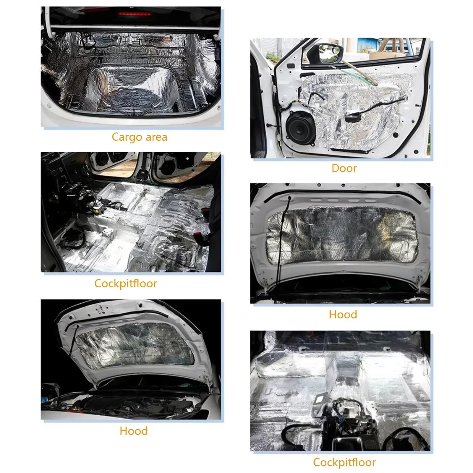 Car Sound Deadener Heat Shield Mat Self Adhesive Aluminum Foil Insulation Roll Foam Backing for Roof Floor Pipe Noise Reduction