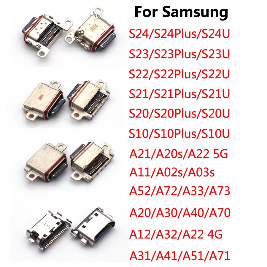 10 قطعة لسامسونج غالاكسي S24 S23 S22 S21 S20 زائد الترا A22 A12 A11 A51 A71 A52 A72 A73 A03S USB شحن ميناء موصل شاحن