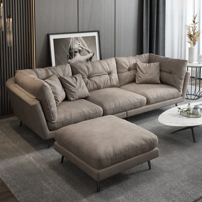 Nordic modern simple technology sofa small apartment living room straight row one-character soft rely Italian light luxury