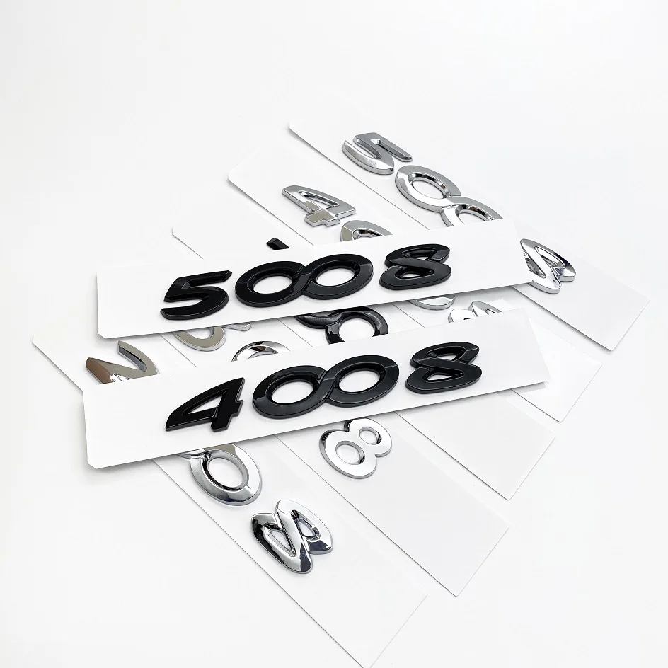 For Peugeot 2008 3008 4008 5008 Parts Accessories Car ABS Boot Trunk Tail Chrome Letters Words Logo Badge Emblem Decals Sticker