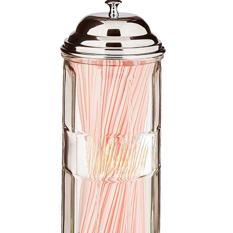 Retro glass straw bottle straw holder, dining table straw jar [Spot]