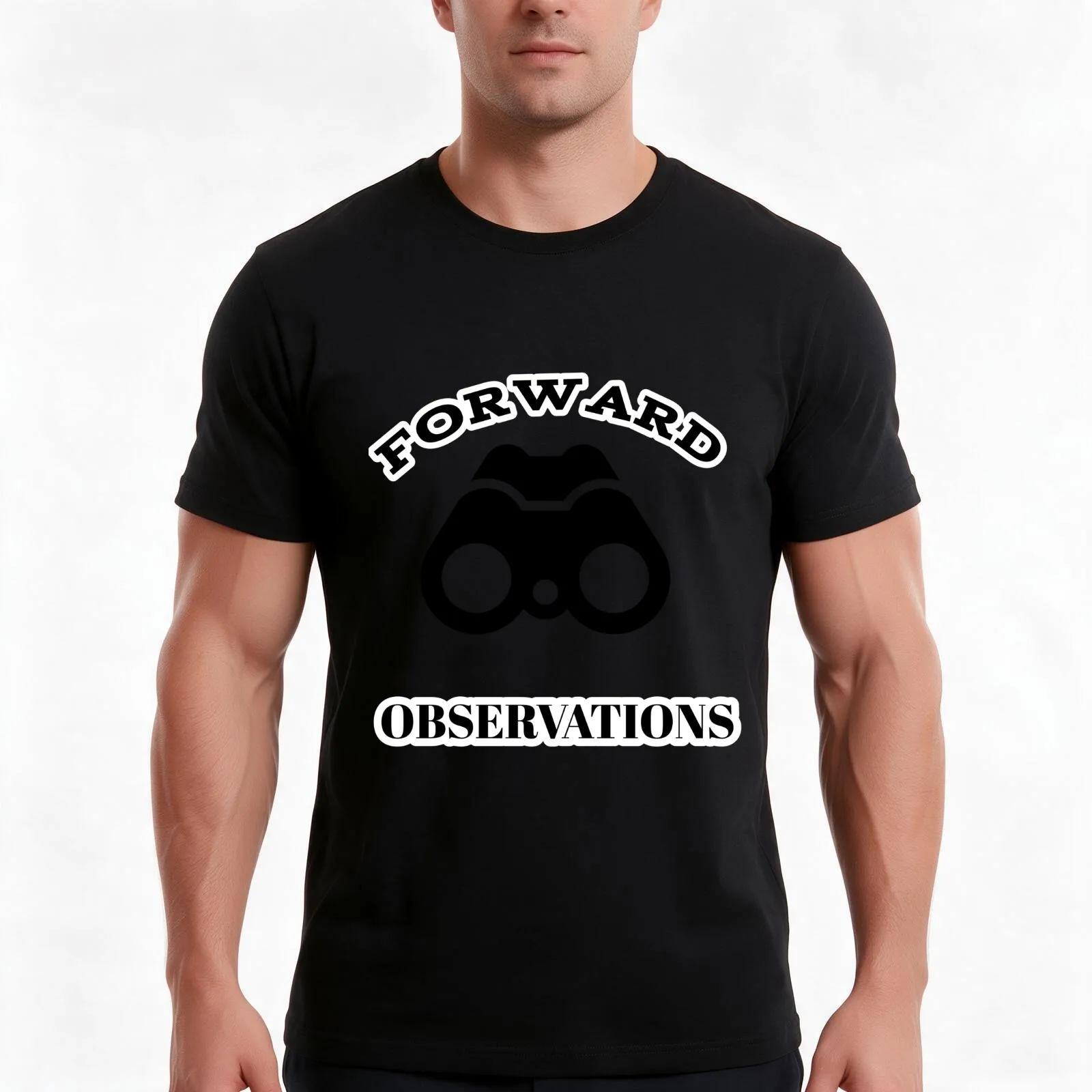 Forward observation T-Shirt, Summer Casual Cotton Tee, Oversized Streetwear Tops, Vintage Graphic Print, Loose Fit Short Sleeve