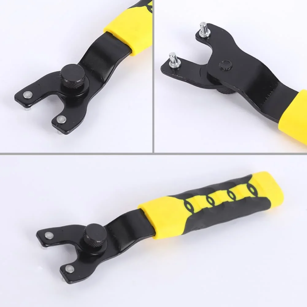 Ergonomic Adjustable Pin Wrench for Angle Grinder Lock Nuts from 10mm to 47mm Iron Construction with Detachable Handle