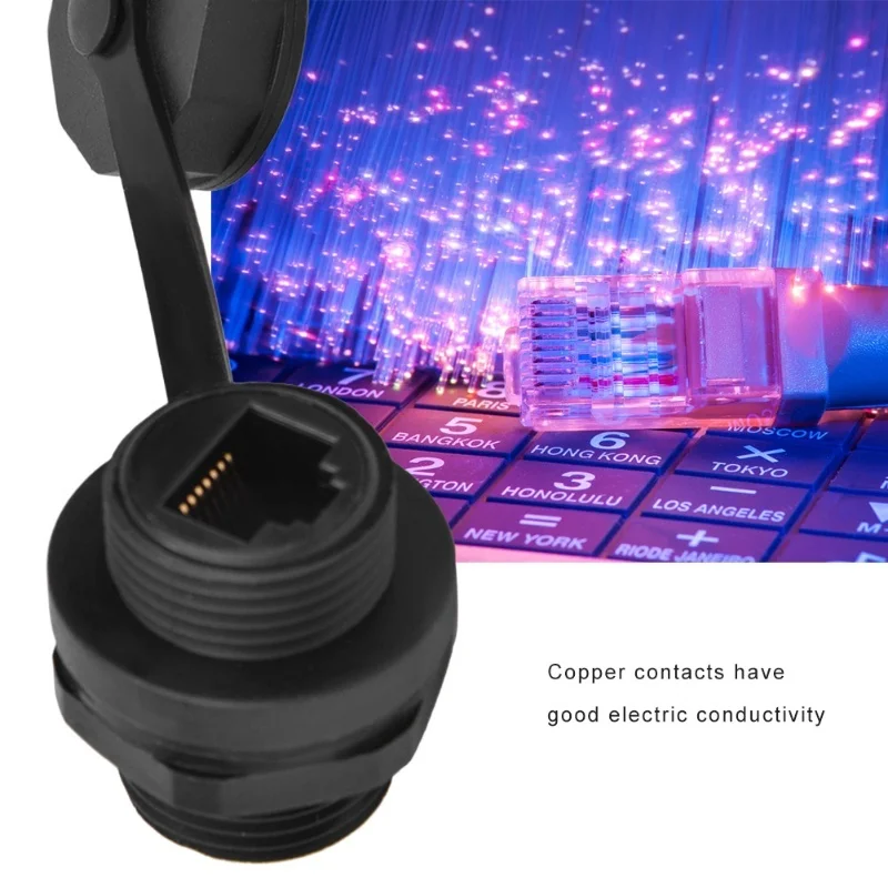 IP67 مقاوم للماء RJ45 موصل سالب CAT5/6 شبكة كابل موصل مقبسCore