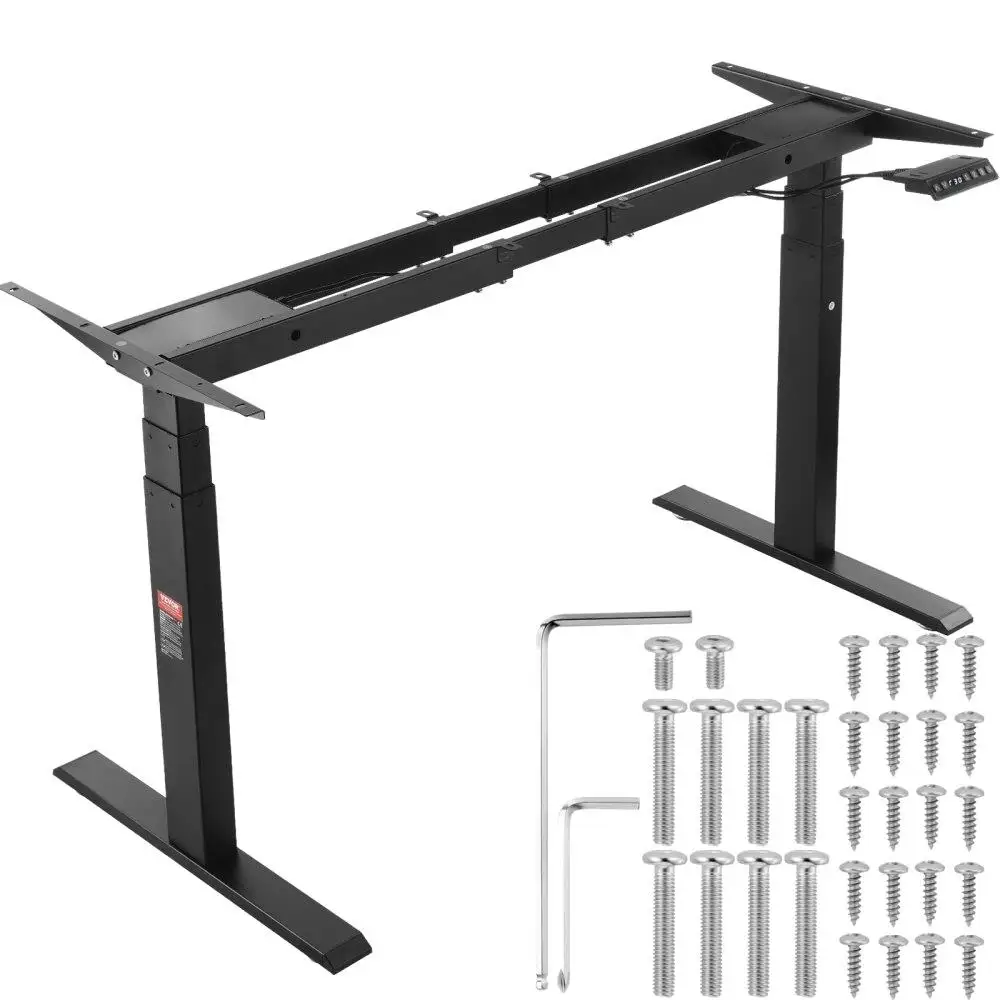 

Dual Motor Adjustable Standing Desk Frame Electric Ergonomic 26 to 50.8 Height and 43.3 to 70.1 Length Black Frame for home