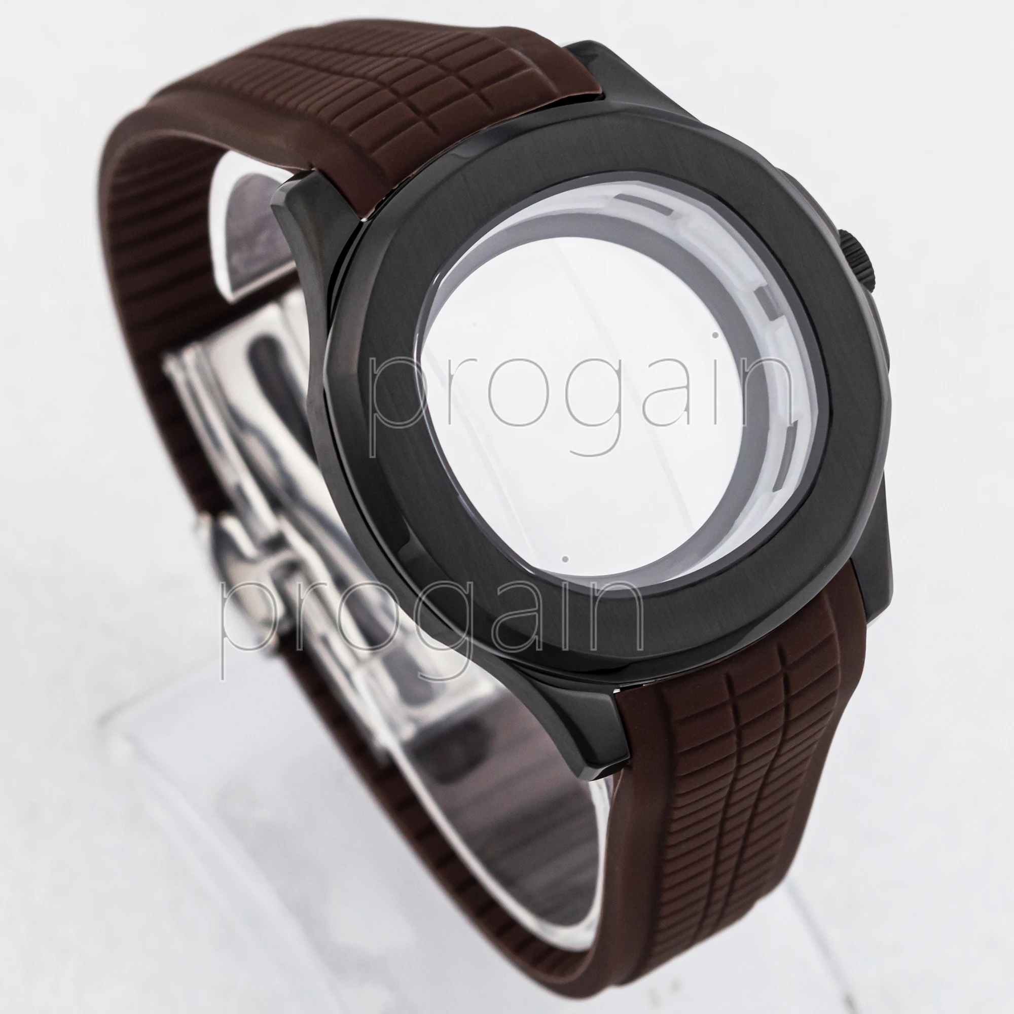 

Stainless Steel NH35 Case Rubber Band Bracelet Sapphire Glass Black Watchcase for Nautilus AQUANAUT NH35 Movement Parts