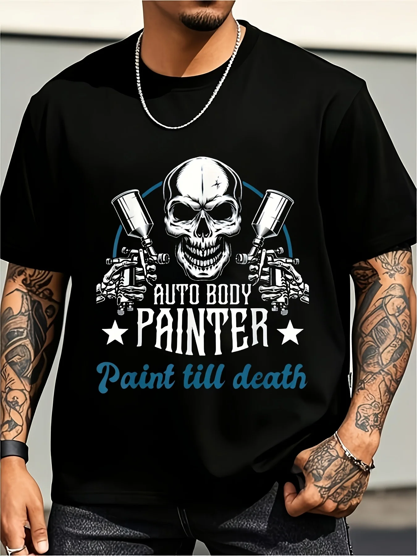 New Limited Edition Car Body Painter T-Shirt, Designed Specifically for Car Painters and Beauticians, Sizes S to 3XL, Unisex Summer Short-Sleeve Style, Made from Pureplus Plus-Size Fabric, Vintage Casual Round-Neck Printed T-Shirt, Plus Size