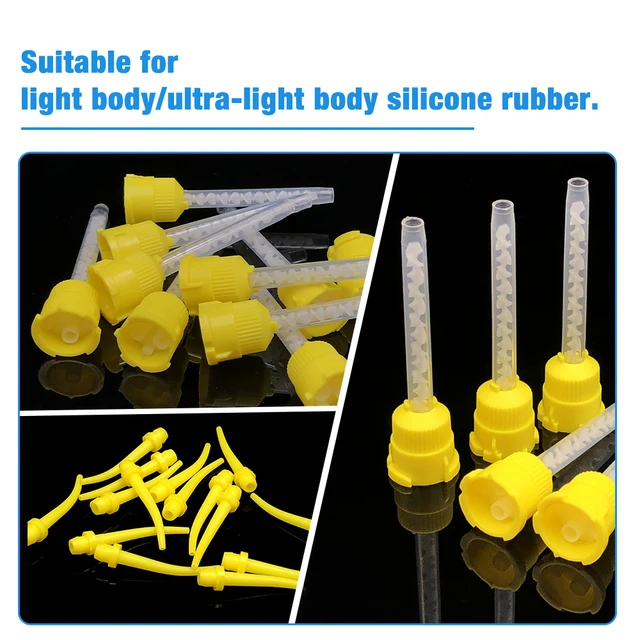 50/100 szt. Końcówki do mieszania dentystycznego 1:1 materiały dentystyczne do lekkiego materiału z gumy silikonowej jednorazowe materiały dentystyczne rurka mieszająca