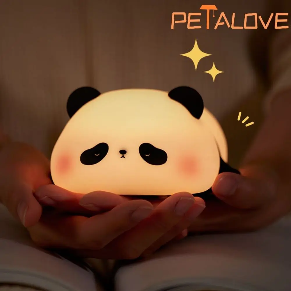 Cute Night Light Panda Lovely Christmas Holiday Birthday Gift Soft Silicone Lamp Pat Warm Coloful Light Recharge Bedside Decor