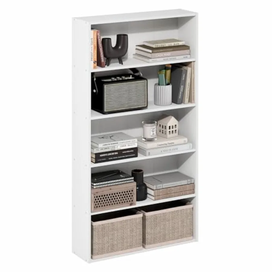 

Базовая книжная полка, 5-уровневая книжная полка, органайзер для хранения кубов, книжный шкаф с открытой полкой 7 x 24 x 44 для гостиной, спальни, дома, офиса