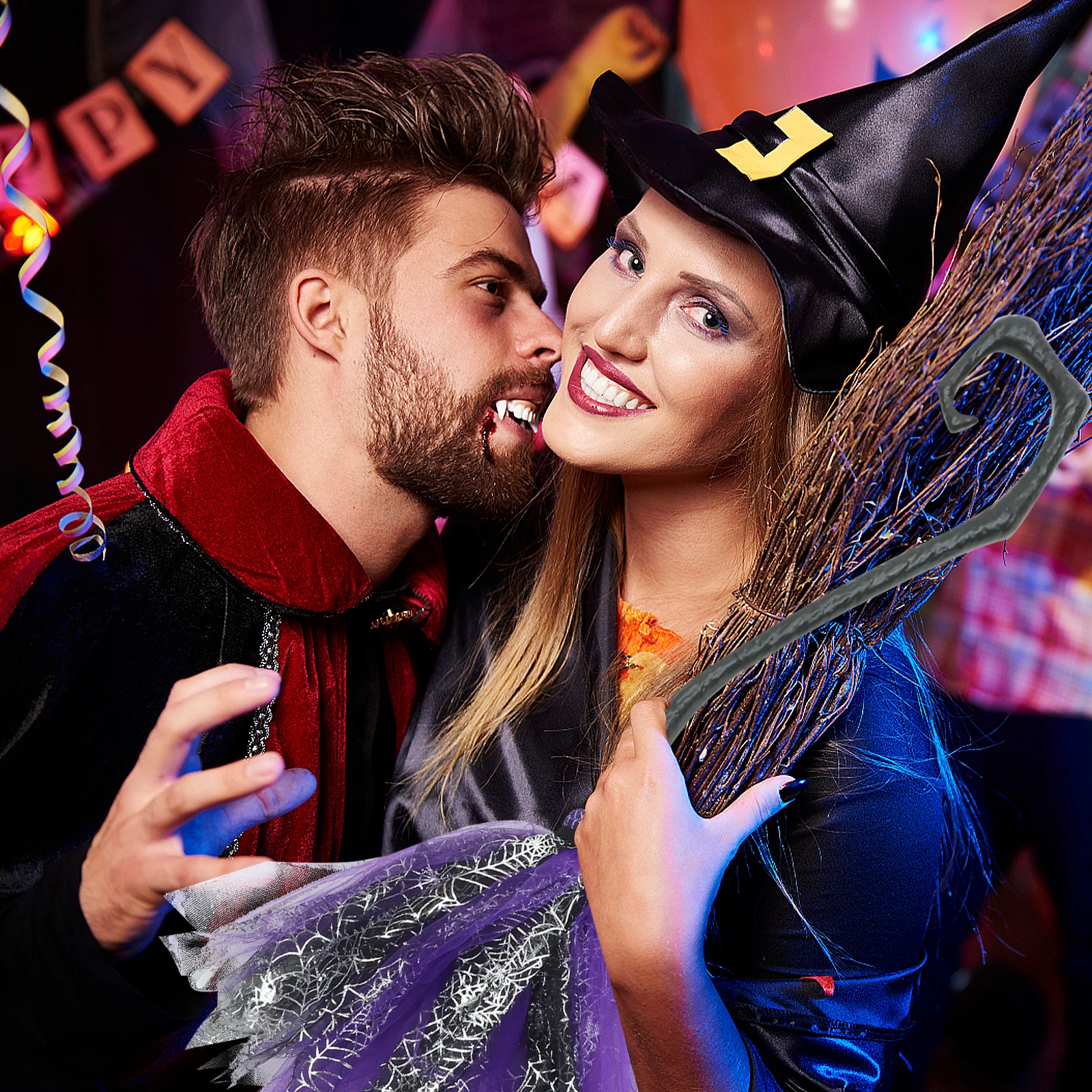 Vassoura de bruxa adereço malha destacável de plástico para festa de halloween cosplay traje acessório carnaval masquerade vestir-se ferramenta