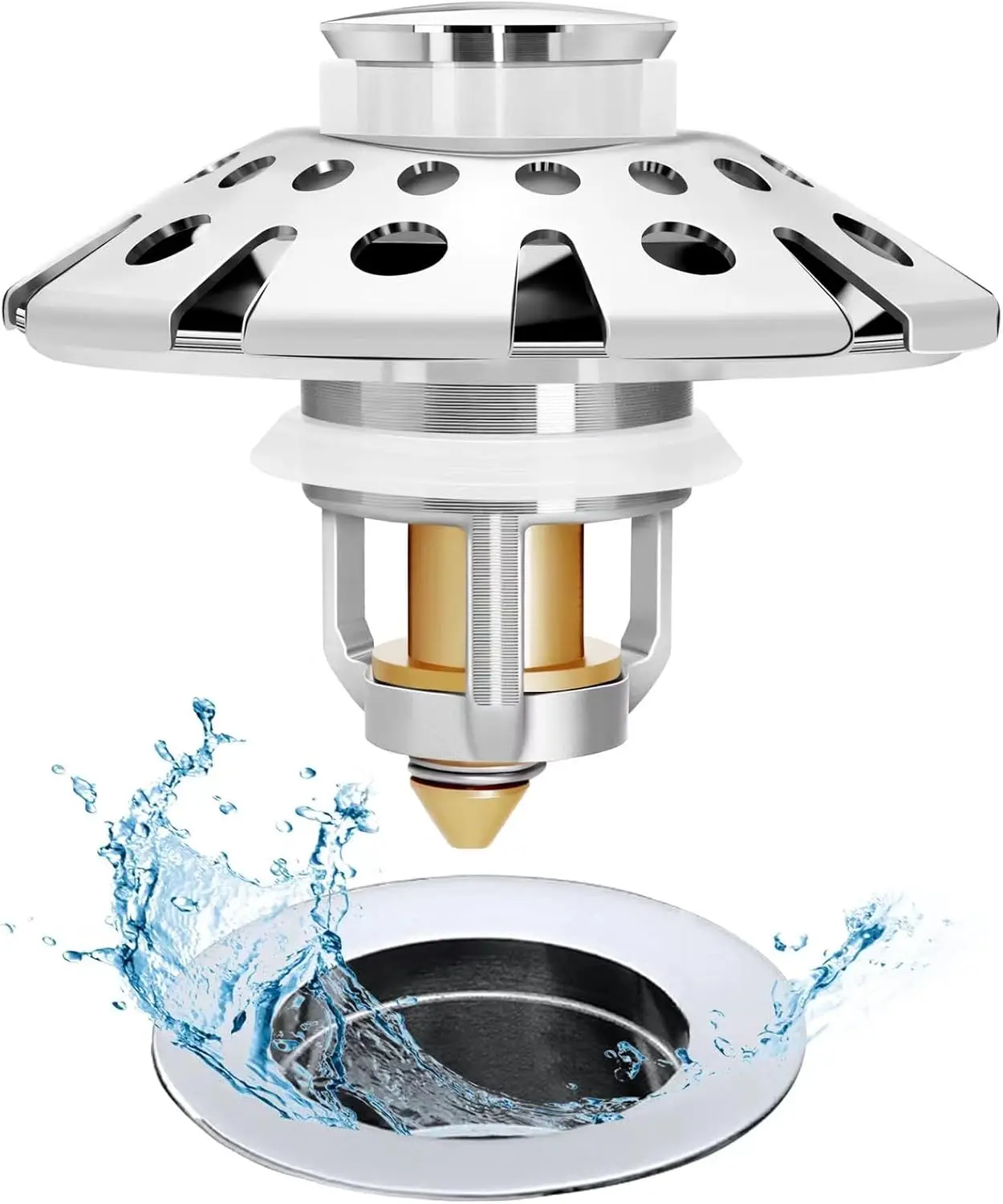 

Universal Pop Up Sink Stopper, Hair Catcher Drain Strainer, Fits 1.1-1.65in Holes