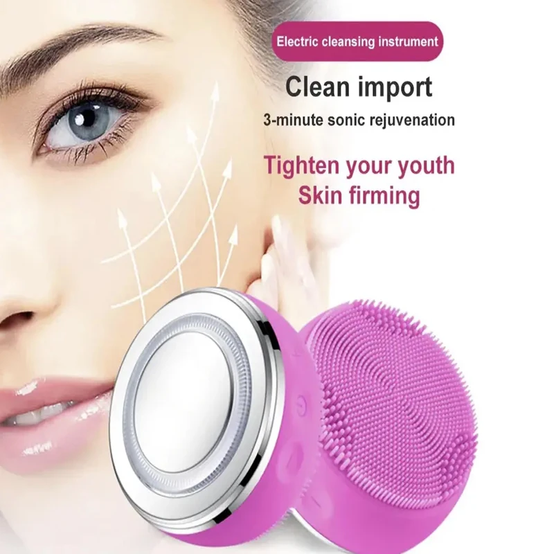 Mini electric silicone facial cleansing brush, hydrotherapy ultrasonic facial cleaner, sonic vibrating facial cleansing brush