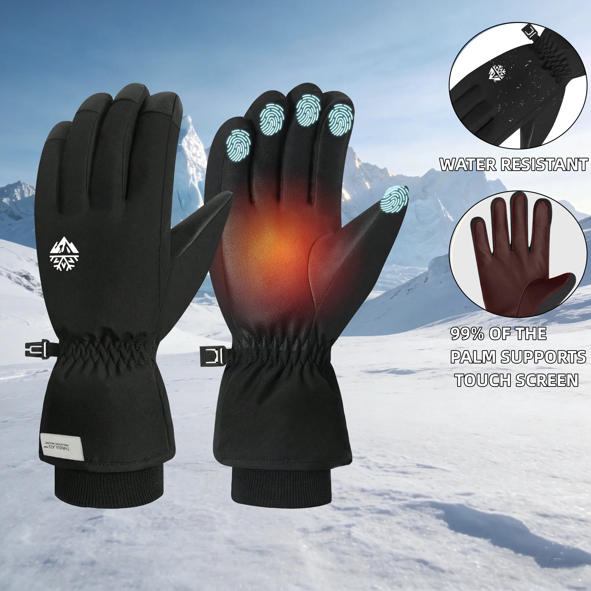 

Thermal Motorcycle Gloves Full Finger Touch Screen Gloves Windproof For Outdoor Activities Snow Motorcycling/Skiing/Climbing