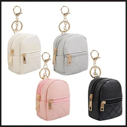 Mini Backpack Cosmetic Bag for Women Pendant Keychain PU Leather Makeup Bag Lipstick Bag Card Holder Organizer Zipper Pouch